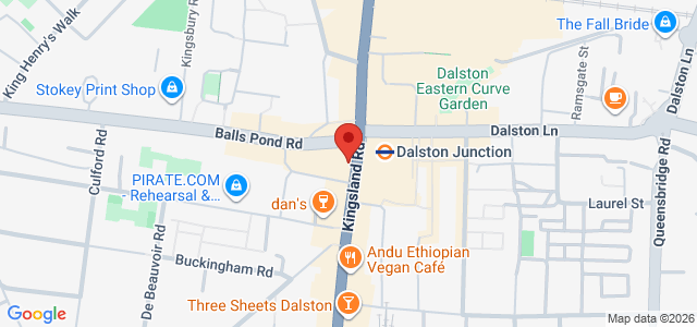 Map showing Gordos Pizza Dalston in London